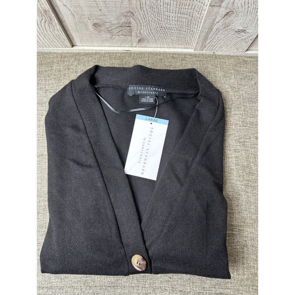 Social Standard By Sanctuary Womens Black Cardigan Sweater Large Button Up - Picture 3 of 7
